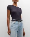Frame Textured Mesh T-shirt In Navy