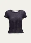 Frame Textured Mesh T-shirt In Navy