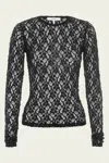 Frame Mesh Lace Crewneck In Black