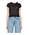 Frame Mesh Lace Round-neck Top In Black