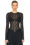 Frame Mesh Lace Top In Black