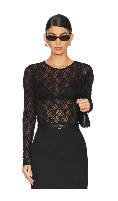 Frame Mesh Lace Top In Black