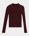 Frame Lace Mesh Mock Neck Top In Deep Burgundy