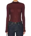 Frame Mesh Lace Turtleneck In Deep Burgundy