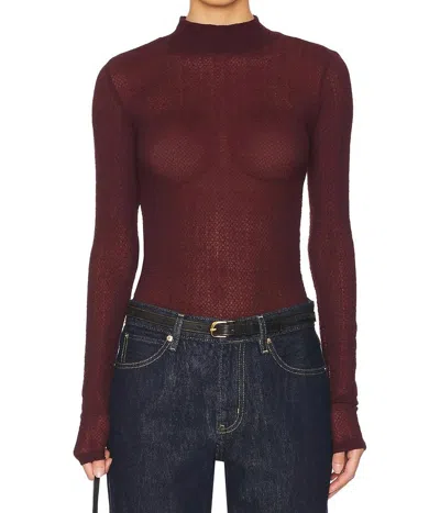 Frame Mesh Lace Turtleneck In Deep Burgundy