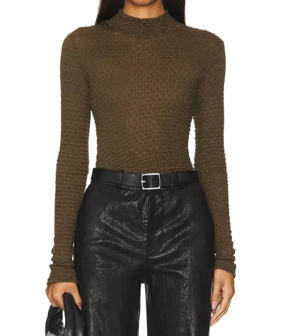 Frame Mesh Lace Turtleneck In Rich Military