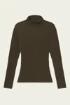 Frame Mesh Lace Turtleneck In Rich Military
