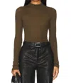 Frame Mesh Lace Turtleneck Top In Miltary Green In Green