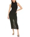 Frame Denim Mesh Mock Neck Maxi Dress In Black