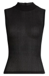 Frame Mesh Mock Neck Tank In Black