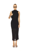Frame Denim Mesh Mock Neck Maxi Dress In 黑色