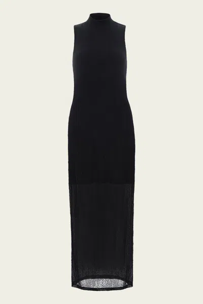 FRAME MESH MOCKNECK DRESS IN BLACK