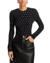 Frame Metallic Textured Mesh Top In Black Multi