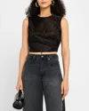 Frame Mesh Twist Tank Top In Black In Black