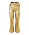 Frame Metallic-coated High-waisted Track Pants In Yellow