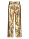 Frame Metallic-finish Trousers In Gold