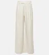 FRAME MID-RISE COTTON AND LINEN WIDE-LEG PANTS