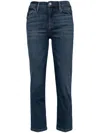Frame Le High Straight Hoch Sitzende Cropped Jeans Mit Geradem Bein In Blue