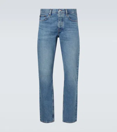 Frame Mid-rise Straight Jeans In Blue