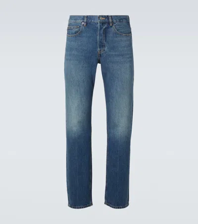 Frame Mid-rise Straight Jeans In Blue