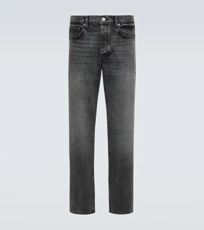 Frame Mid-rise Straight Jeans In Grey