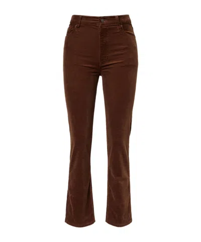 Frame Le Sleek Corduroy Ankle Straight Leg Pants In Brown