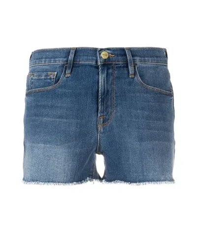 Frame Mid-waist Denim Shorts In Blue