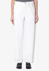 Frame Ultra High Rise Barrel Jeans In White