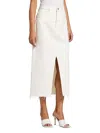 Frame Midaxi Angled Seam Midi Jean Skirt In Ecru In Animal Print