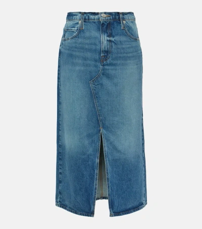 Frame Midaxi Denim Midi Skirt In Blue