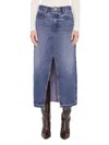 Frame Midaxi Denim Skirt In Del Amo In Blue