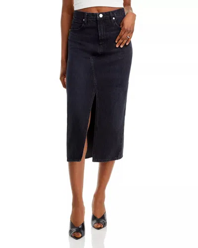 Frame Midaxi Denim Skirt In Inkwell In Black