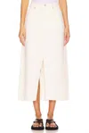 Frame The Midaxi Skirt Angled Seam Raw After Ecru Denim In White