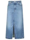 Frame The Midaxi Split-hem Denim Midi Skirt In Light Blue