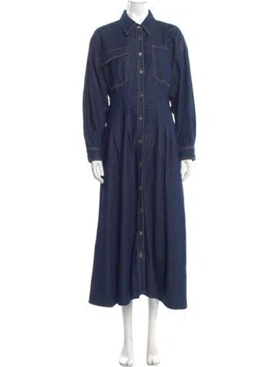 Pre-owned Frame Midi Length Dress In Blue