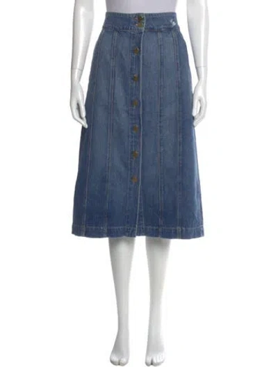 Pre-owned Frame Midi Length Skirt In Blue