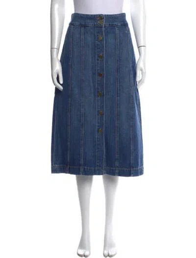 Pre-owned Frame Midi Length Skirt In Blue