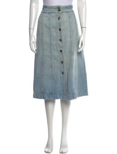 Pre-owned Frame Midi Length Skirt In Blue