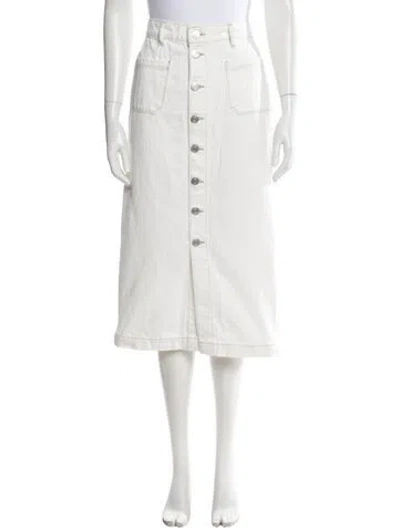 Pre-owned Frame Midi Length Skirt In White