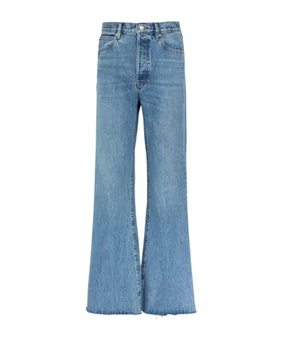 Frame Mid-rise Flared Jeans In Blue