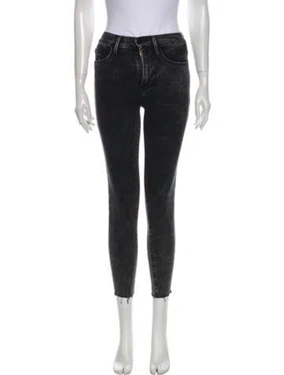 Pre-owned Frame Mid-rise Skinny Leg Jeans In Black