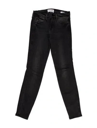 Pre-owned Frame Mid-rise Skinny Leg Jeans In Black