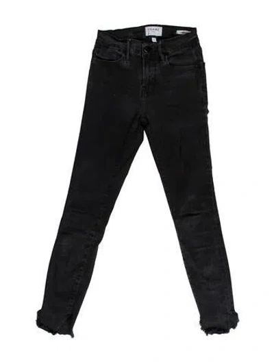 Pre-owned Frame Mid-rise Skinny Leg Jeans In Black