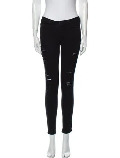 Pre-owned Frame Mid-rise Skinny Leg Jeans In Black