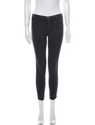 Pre-owned Frame Mid-rise Skinny Leg Jeans In Black