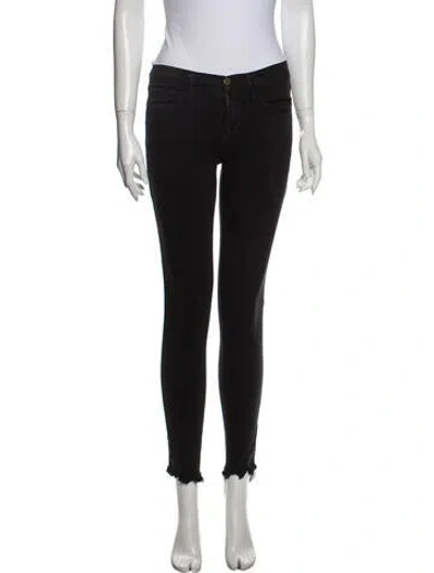 Pre-owned Frame Mid-rise Skinny Leg Jeans In Black