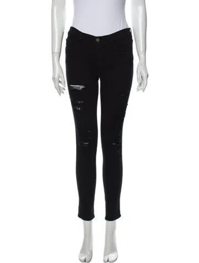 Pre-owned Frame Mid-rise Skinny Leg Jeans In Black