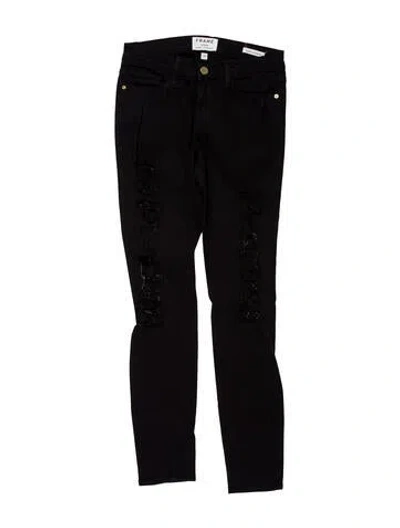 Pre-owned Frame Mid-rise Skinny Leg Jeans In Black