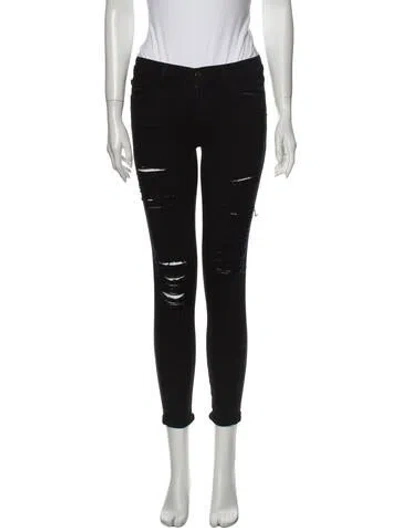 Pre-owned Frame Mid-rise Skinny Leg Jeans In Black