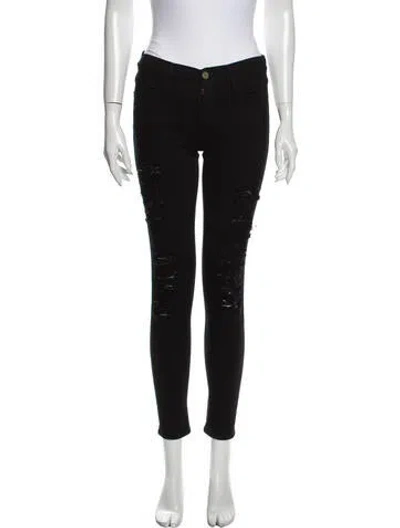 Pre-owned Frame Mid-rise Skinny Leg Jeans In Black